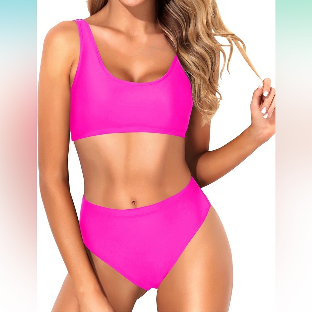 Tempt me NWT hot pink high rise bikini - large